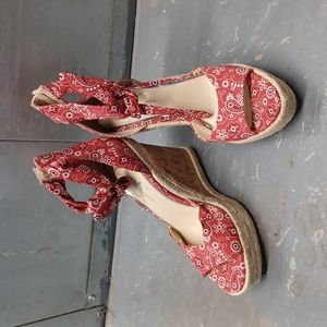 Jessica Simpson Red Bandana Espadrille wedge